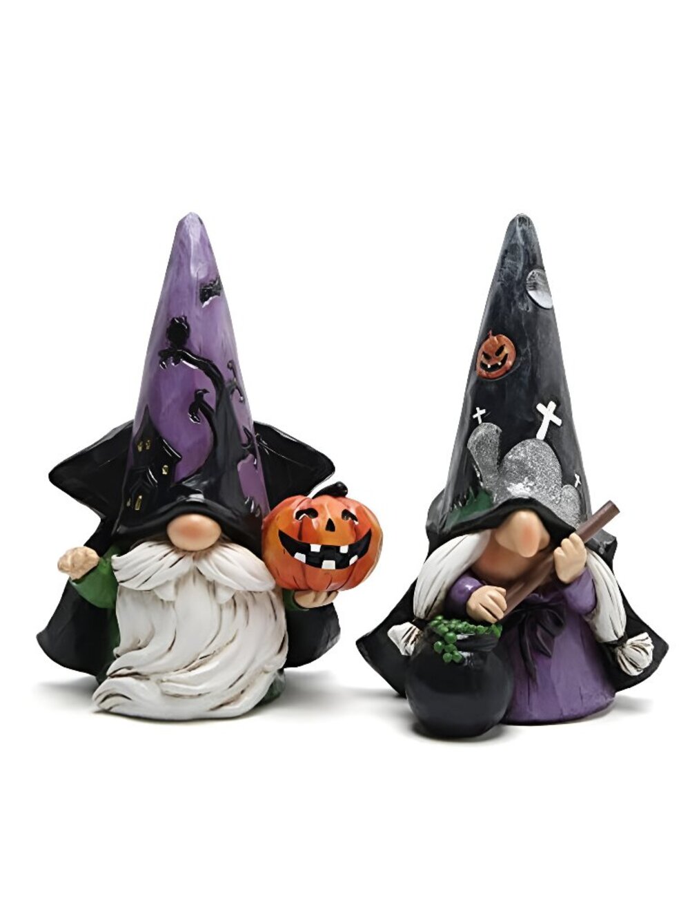 2pcs Halloween Gnomes Decoration, Resin Gothic Witchy Figurines Decor
